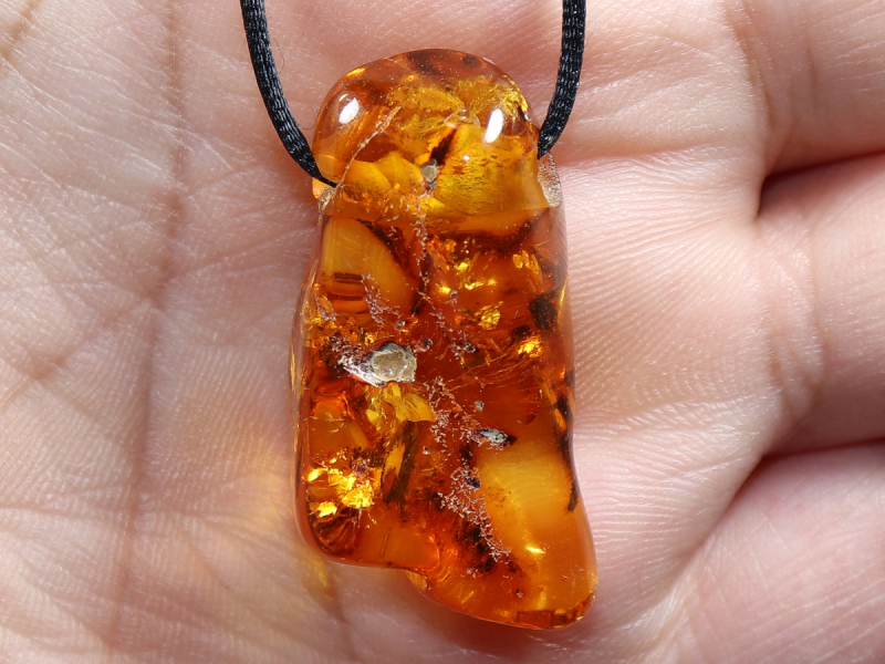 amber with cord or silver 925