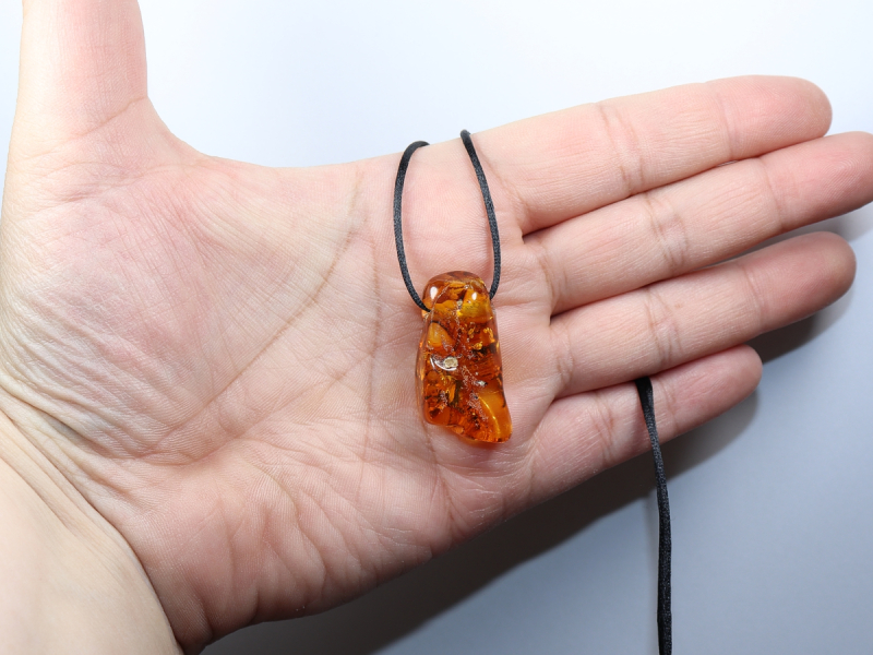 amber with cord or silver 925