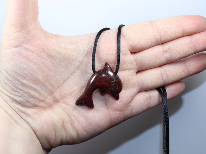 brecciated jasper with cord or silver 925