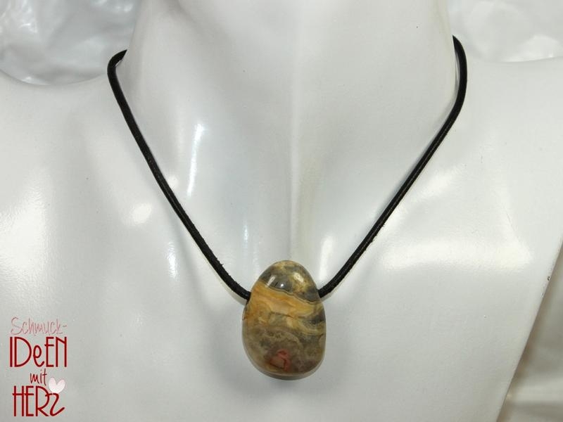 Crazy lace agate on cord