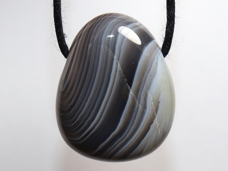 Botswana agate with cord or silver 925