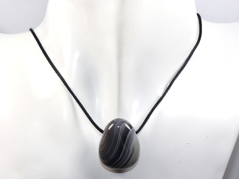 Botswana agate with cord or silver 925