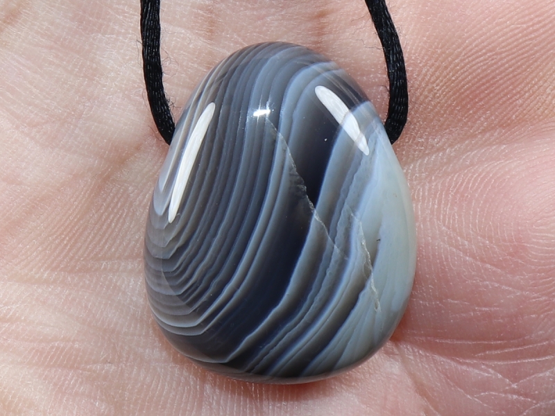 Botswana agate with cord or silver 925