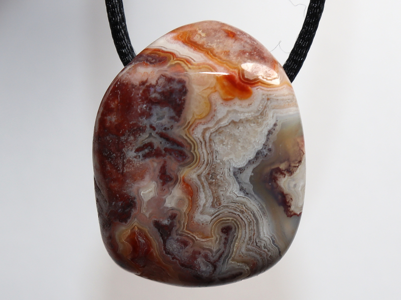 crazy lace agate with cord or silver 925