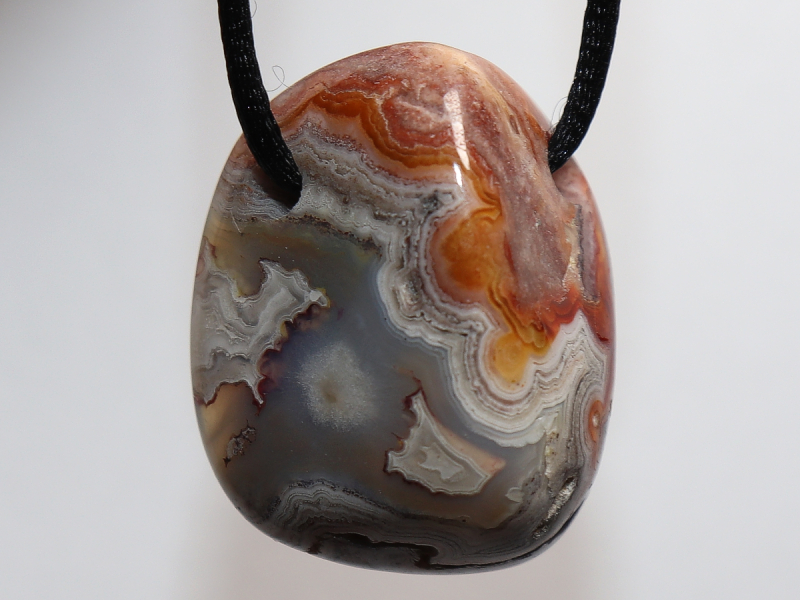 crazy lace agate with cord or silver 925