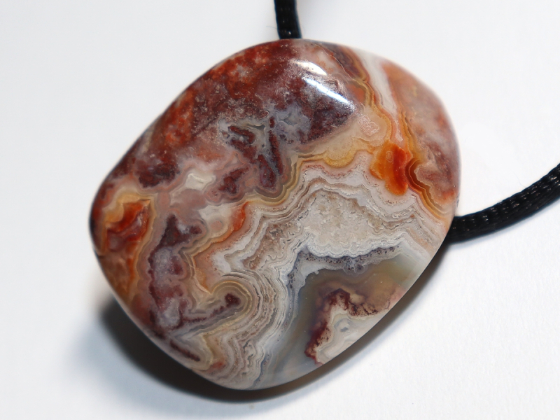 crazy lace agate with cord or silver 925