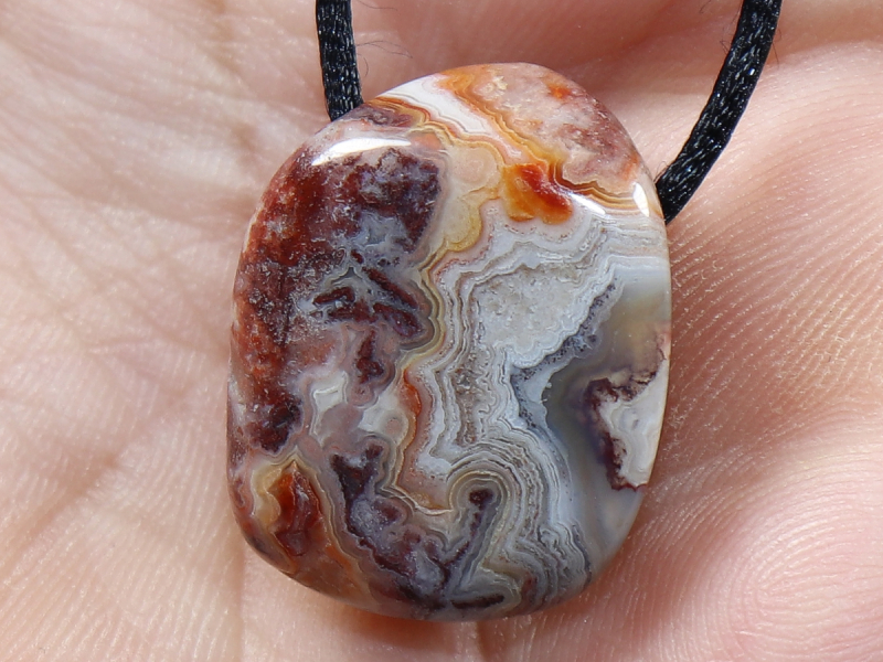 crazy lace agate with cord or silver 925