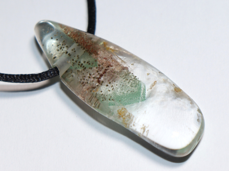 phantom quartz with cord or silver 925