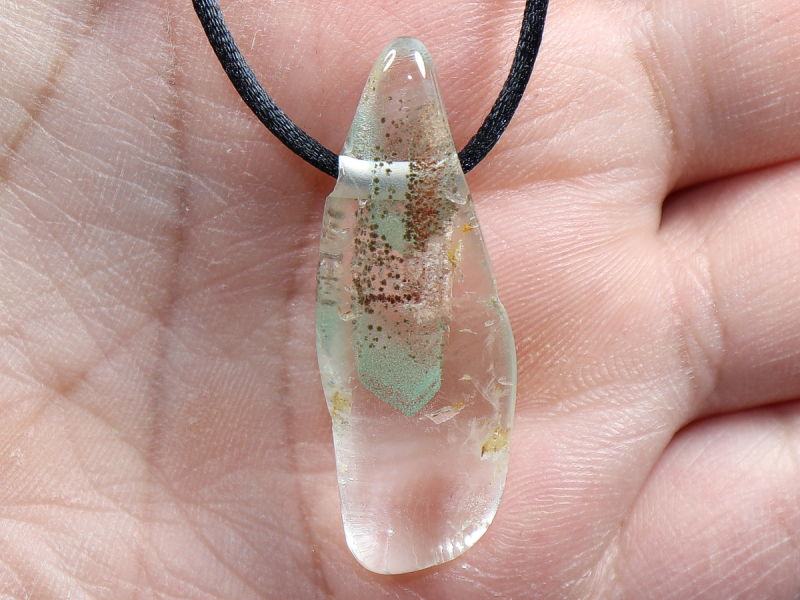 phantom quartz with cord or silver 925