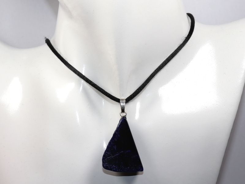 azurite with cord or silver 925