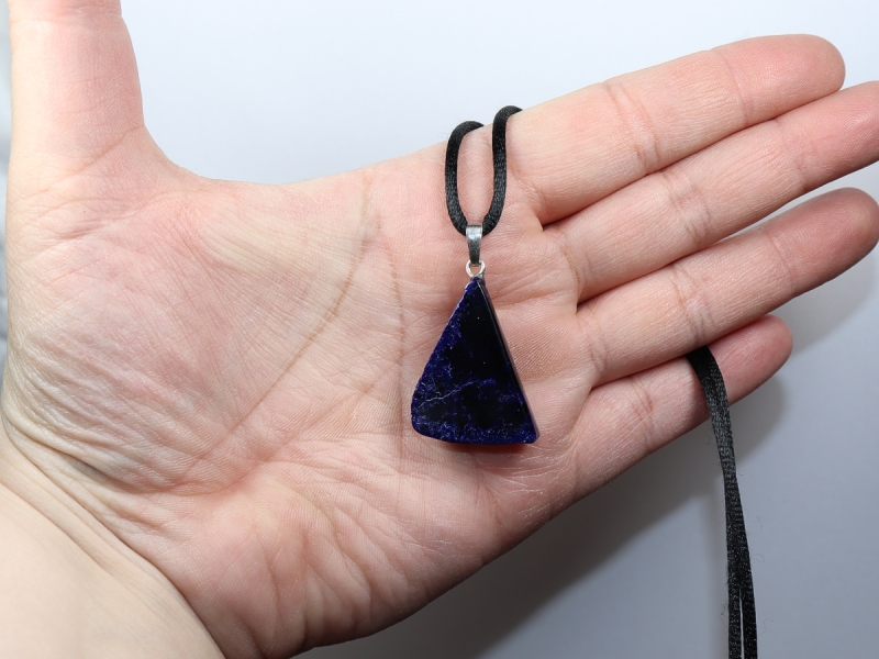 azurite with cord or silver 925