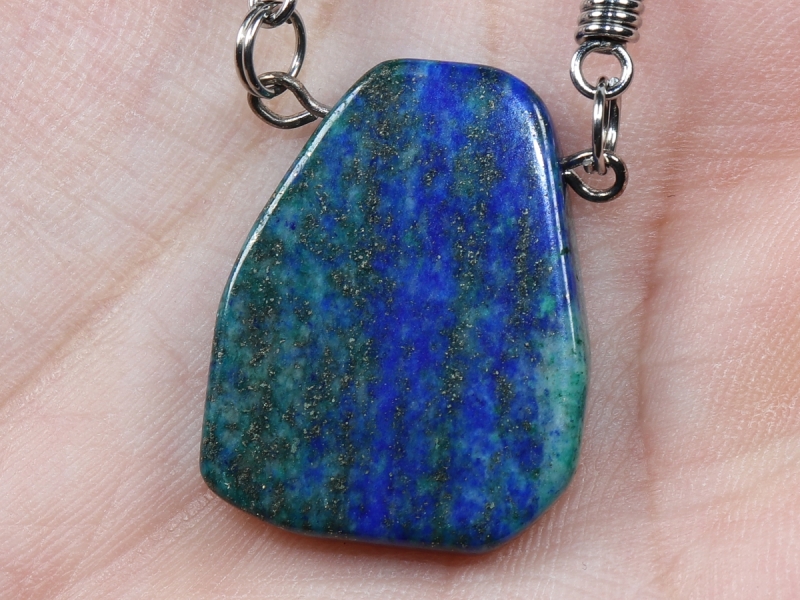 chrysocolla-lapis with cord or silver 925