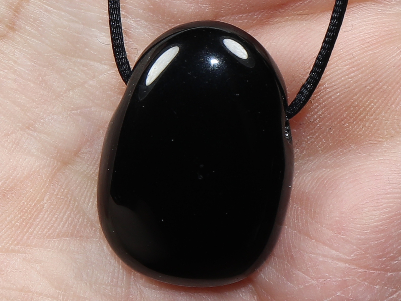 black obsidian with cord or silver 925