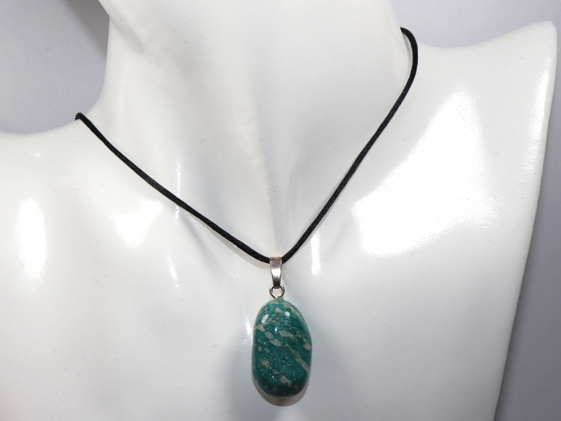 amazonite with cord or silver 925
