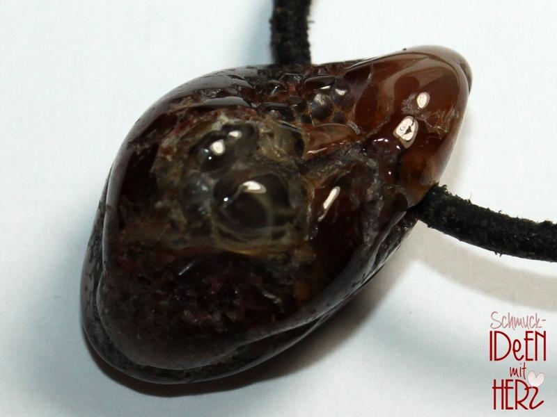 Fire agate on cord