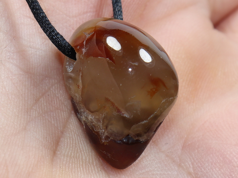 fire agate with cord or silver 925