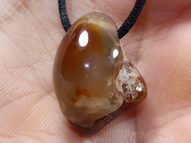 fire agate with cord or silver 925