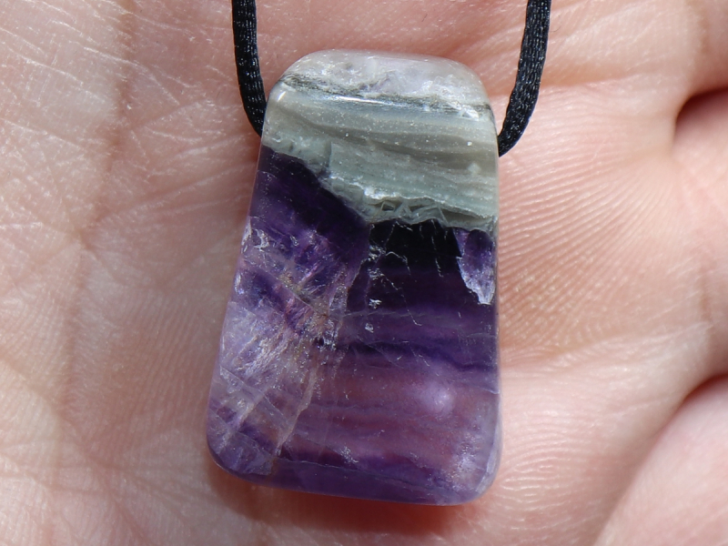 fluorite with cord or silver 925