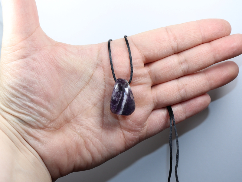 amethyst with cord or silver 925