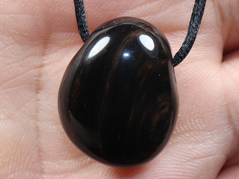 gold obsidian with cord or silver 925