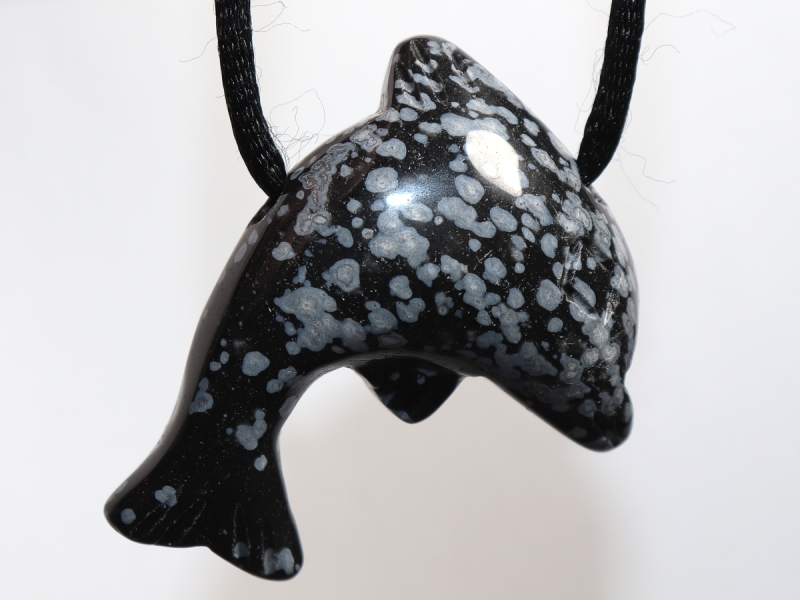 snowflake obsidian with cord or silver 925