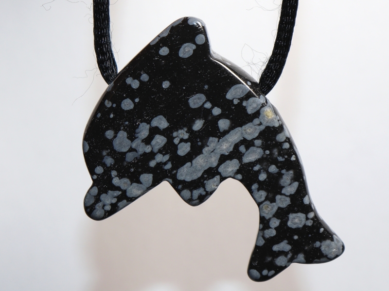 snowflake obsidian with cord or silver 925
