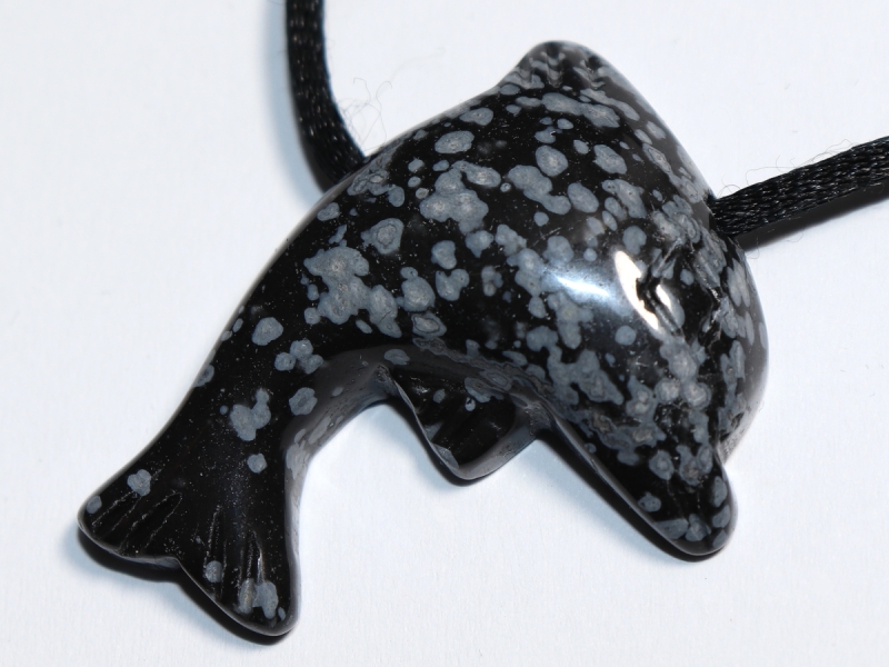 snowflake obsidian with cord or silver 925