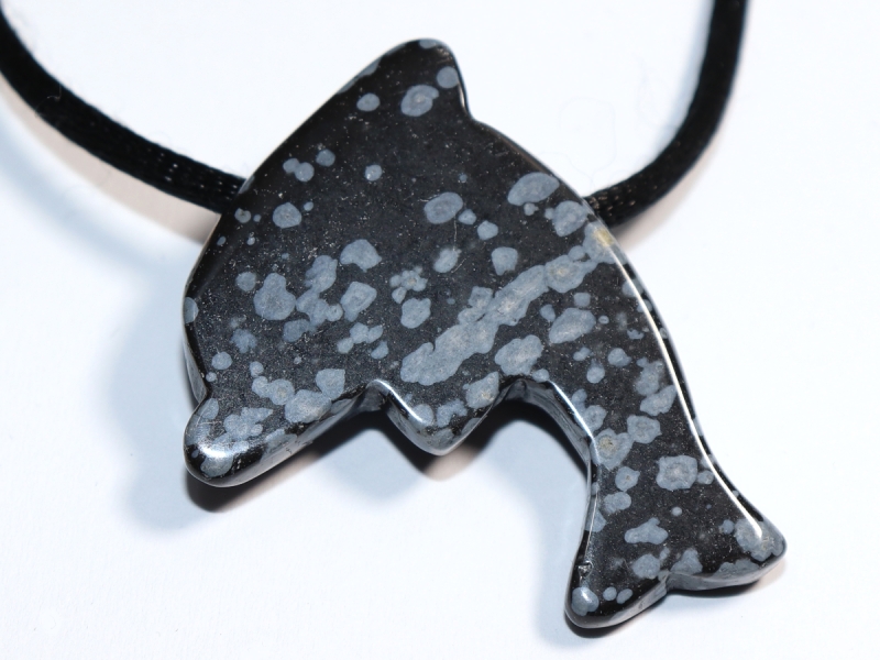 snowflake obsidian with cord or silver 925