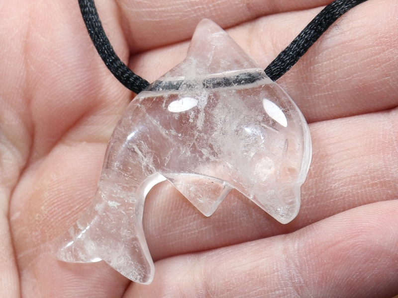 rock crystal with cord or silver 925