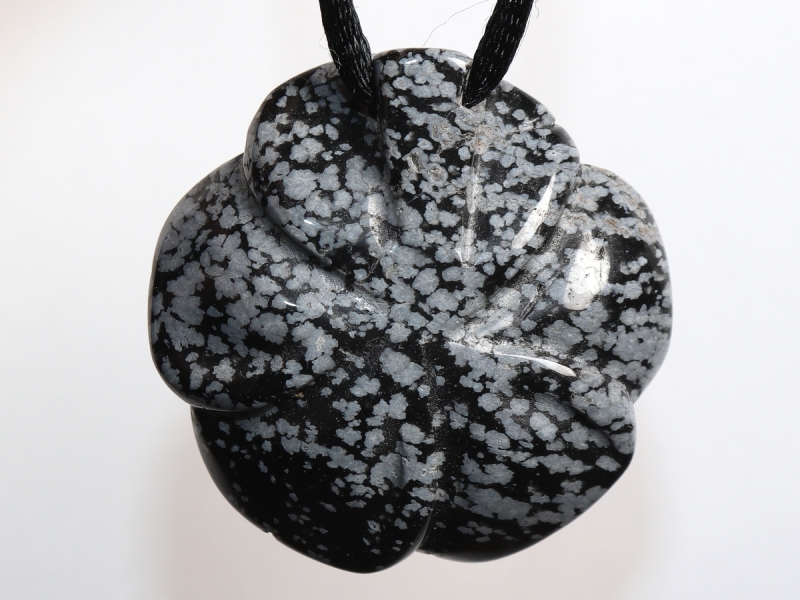 snowflake obsidian with cord or silver 925