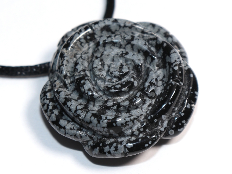 snowflake obsidian with cord or silver 925