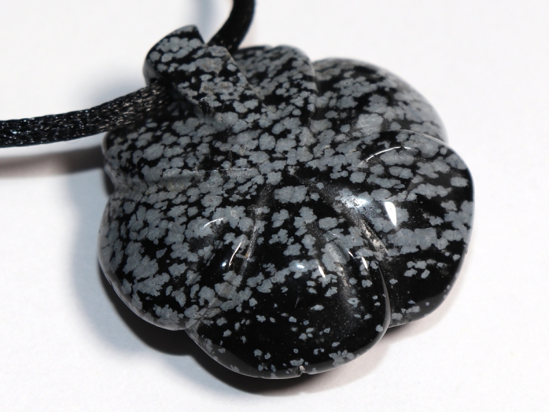 snowflake obsidian with cord or silver 925