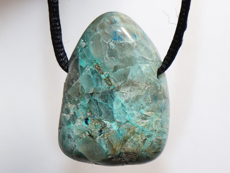 Chrysokoll und Shattuckit in Quarz mit Band oder Silber 925