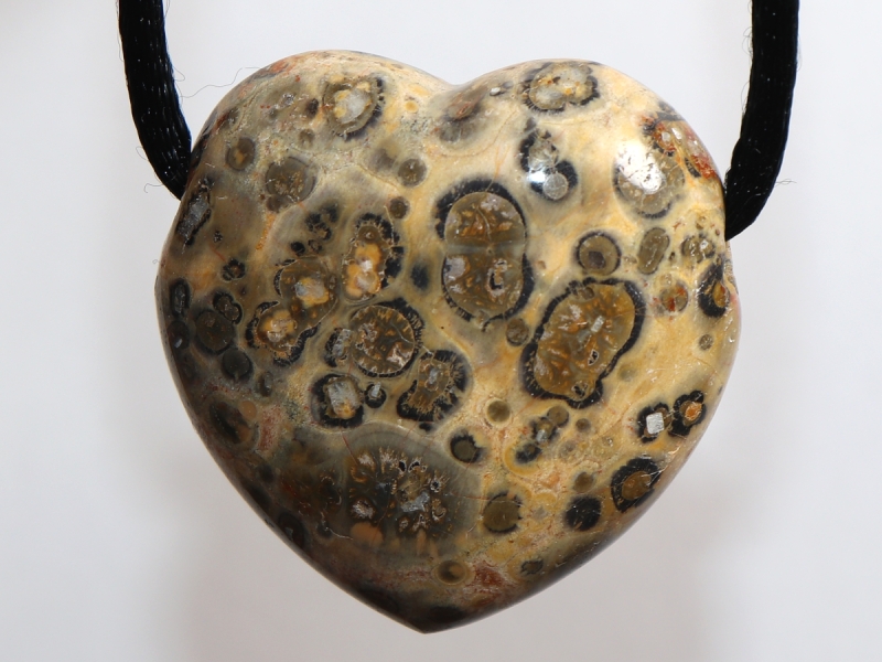 leopard rhyolite with cord or silver 925