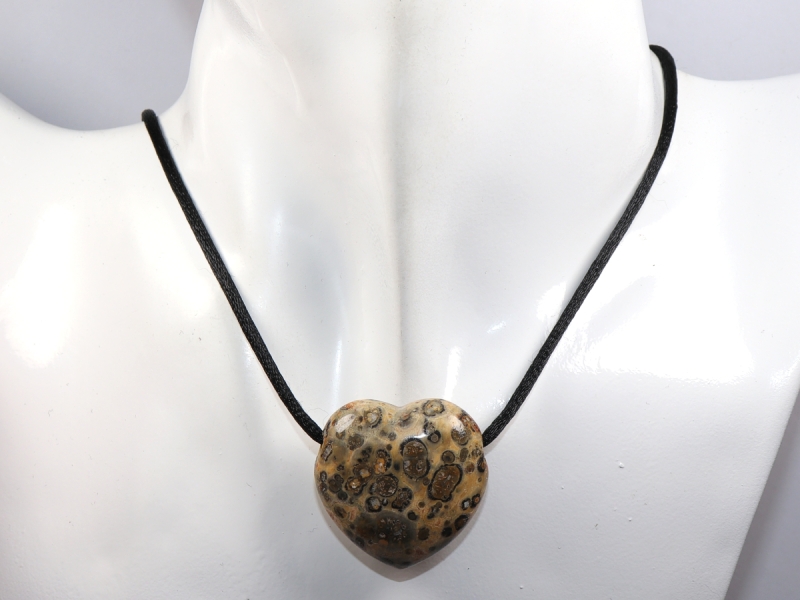 leopard rhyolite with cord or silver 925