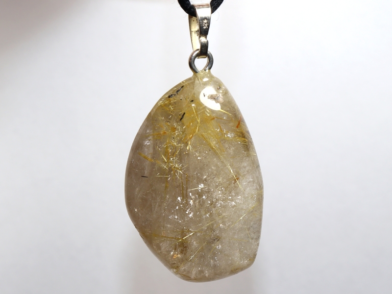 rutilated quartz with cord or silver 925