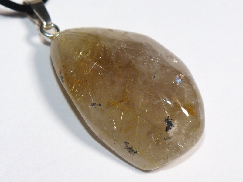 rutilated quartz with cord or silver 925