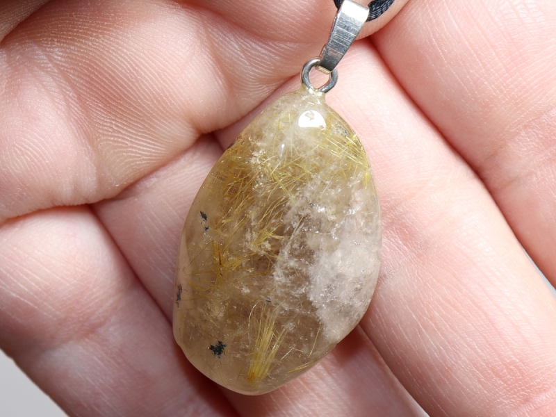 rutilated quartz with cord or silver 925
