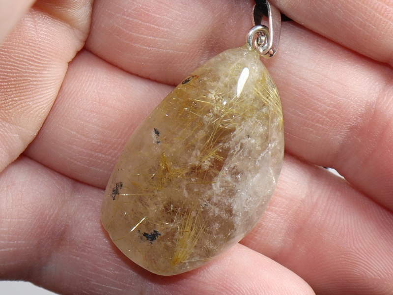 rutilated quartz with cord or silver 925
