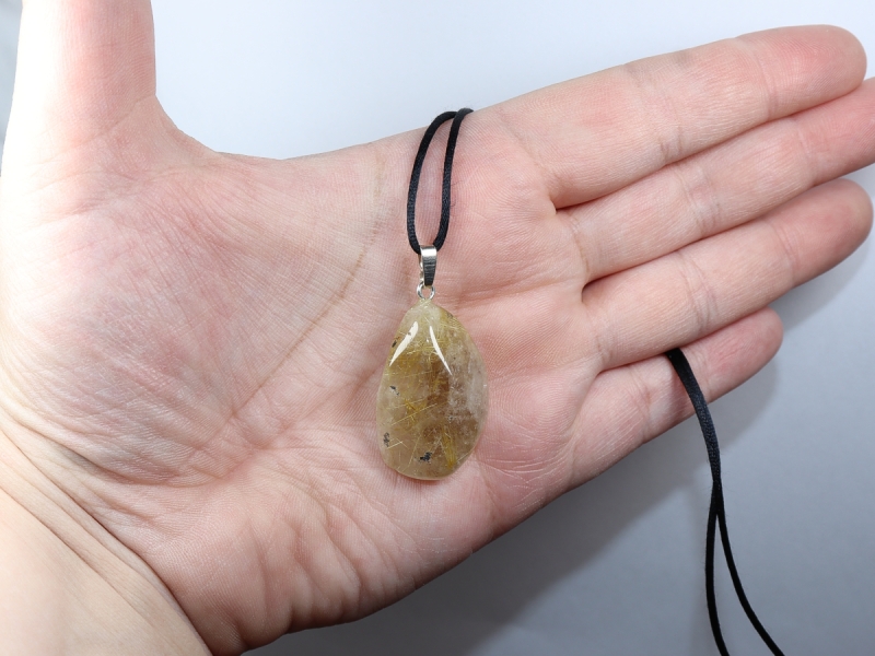 rutilated quartz with cord or silver 925