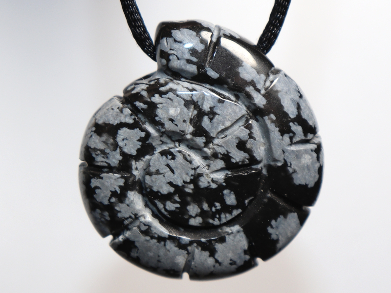 snowflake obsidian with cord or silver 925