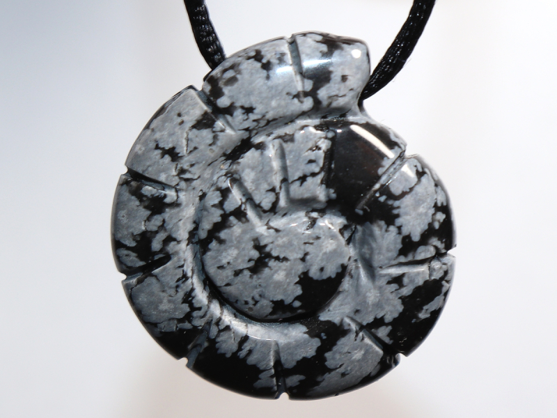 snowflake obsidian with cord or silver 925