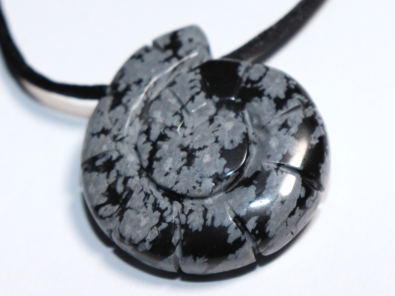 snowflake obsidian with cord or silver 925