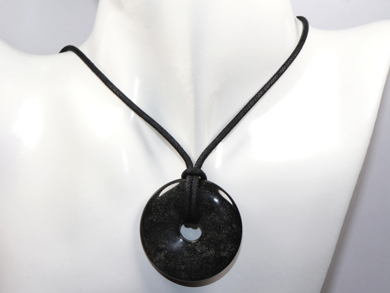silver obsidian with cord