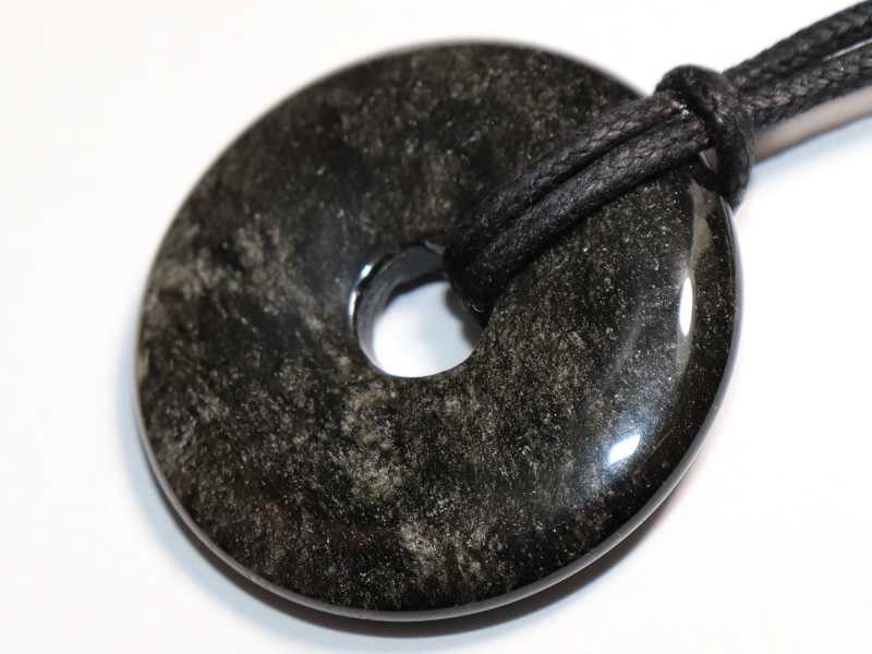 silver obsidian with cord