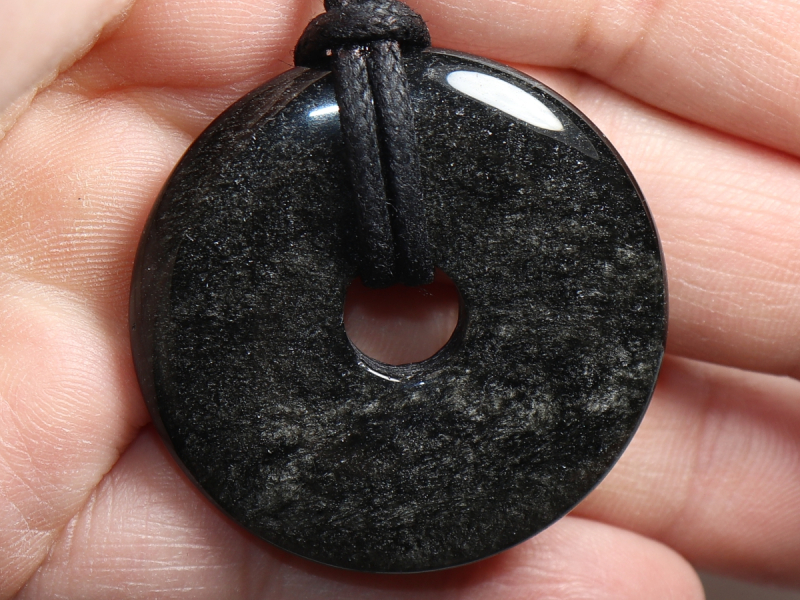 silver obsidian with cord