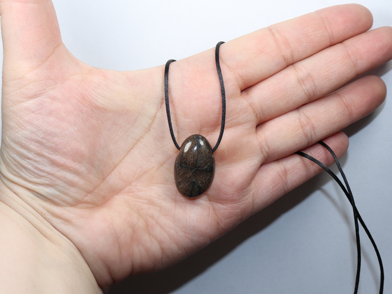 cross stone with cord or silver 925