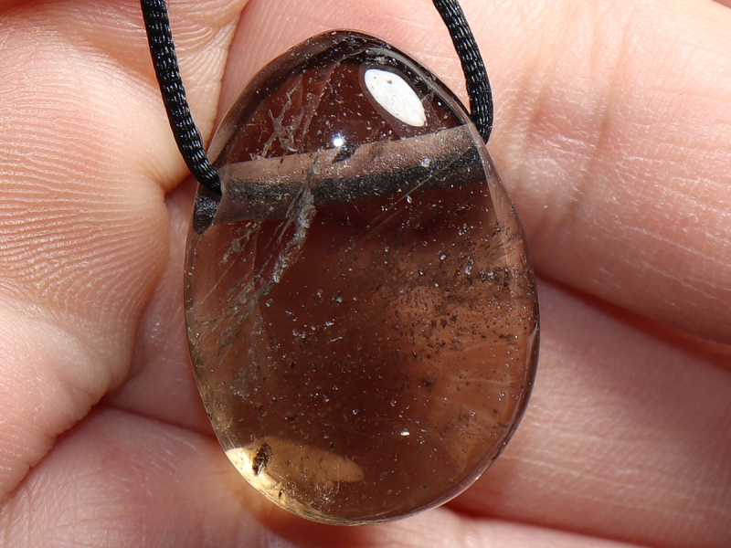 smoky quartz with cord or silver 925