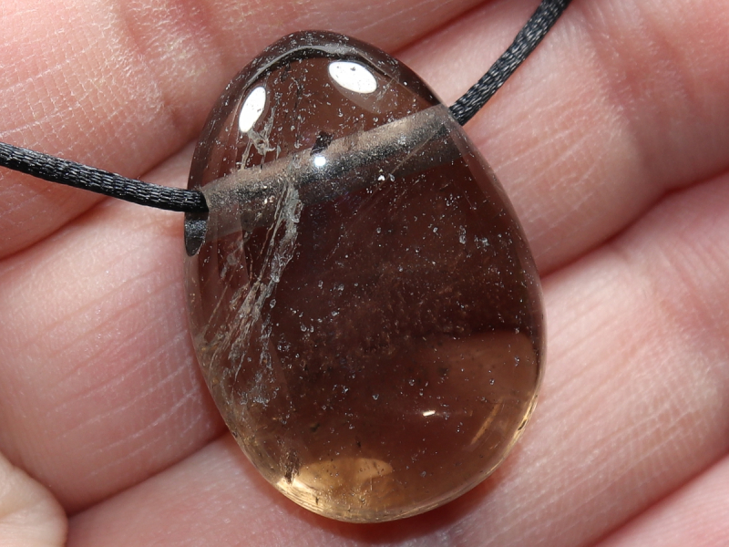 smoky quartz with cord or silver 925