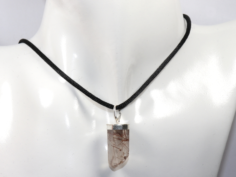 rutilated quartz with cord or silver 925